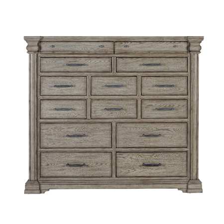 Meridian Lugdunensis 66" Wide 14 Drawer Hardwood Dresser Heritage Taupe