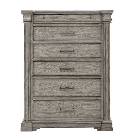 Meridian Lugdunensis 44" Wide 6 Drawer Hardwood Dresser Heritage Taupe