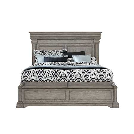 Meridian Lugdunensis King Hardwood Panel Bed Frame with Blanket Chest Footboard Heritage Taupe