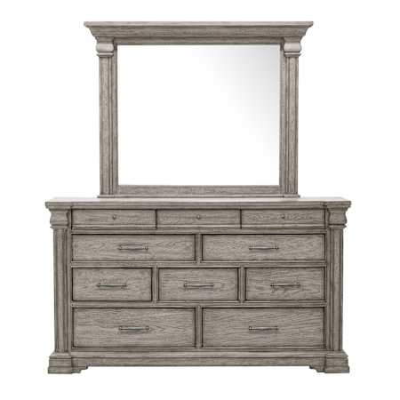 Meridian Lugdunensis 70" Wide 10 Drawer Hardwood Dresser Heritage Taupe