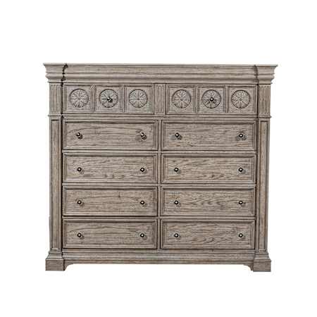 Meridian Setis 65" Wide 10 Drawer Rubberwood Dresser French Gray