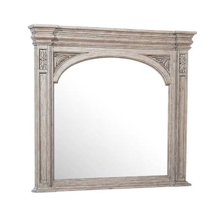 Meridian Setis 45-3/8" W x 39-3/4" H Arched Framed Bathroom Mirror French Gray