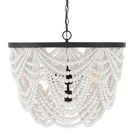 Meridian 5 Light 24" Wide Beaded Chandelier White / Oil Rubbed Bronze