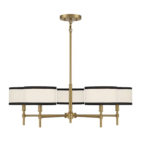 Meridian 5 Light 30" Wide Drum Chandelier Natural Brass