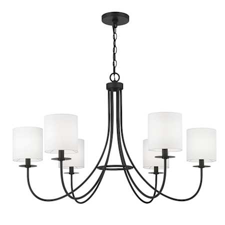 Meridian 6 Light 36" Wide Chandelier Matte Black