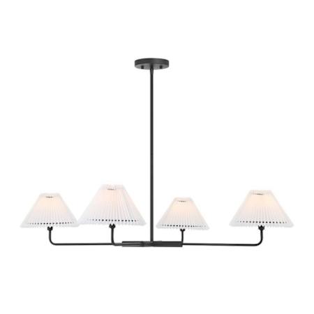 Meridian Pleated 4 Light 41" Wide Chandelier Matte Black