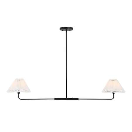 Meridian Pleated 2 Light 44" Wide Linear Chandelier Matte Black