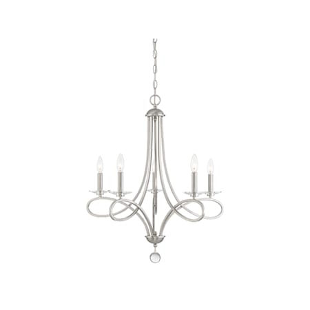 Meridian 5 Light 26" Wide Taper Candle Chandelier Brushed Nickel