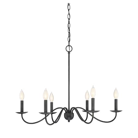 Meridian 6 Light 30" Wide Taper Candle Chandelier Aged Iron