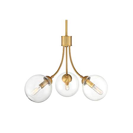 Meridian 3 Light 18" Wide Chandelier Natural Brass