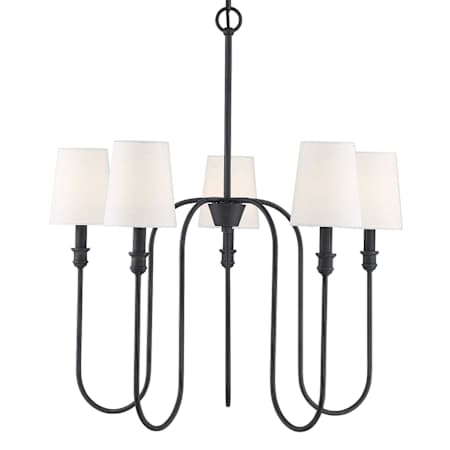 Meridian 5 Light 27" Wide Chandelier with Fabric Shade Aged Iron
