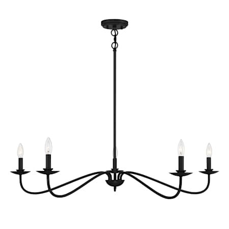 Meridian 5 Light 7" Tall Taper Candle Style Chandelier Matte Black