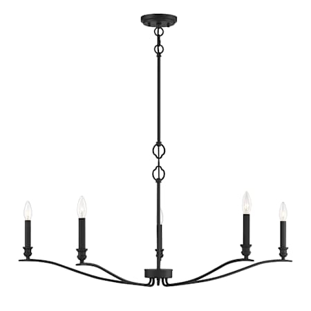 Meridian 5 Light 15" Tall Taper Candle Style Chandelier Matte Black
