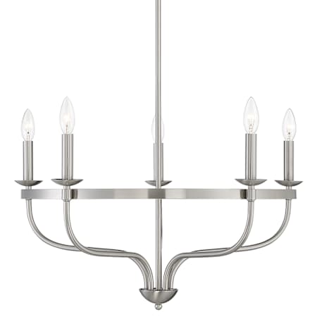 Meridian 5 Light 27" Wide Taper Candle Style Chandelier Brushed Nickel