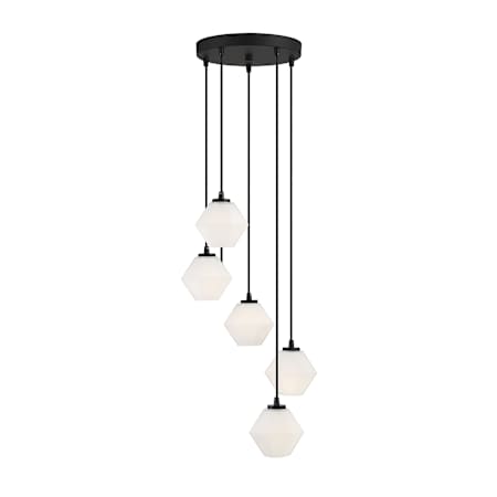 Meridian 5 Light 16" Wide Multi Light Pendant Matte Black