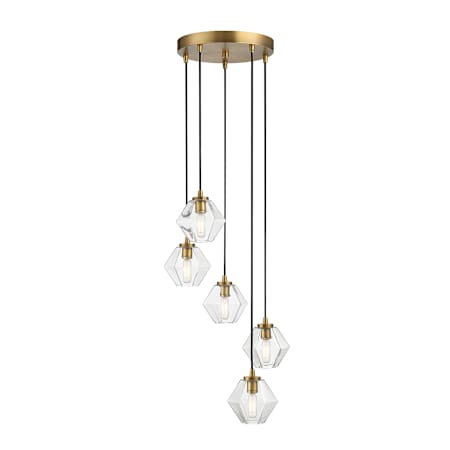 Meridian 5 Light 16" Wide Multi Light Pendant Natural Brass