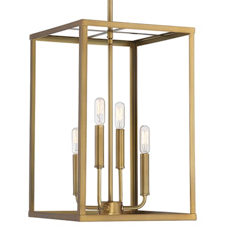 Meridian 4 Light 12" Wide Pendant Natural Brass