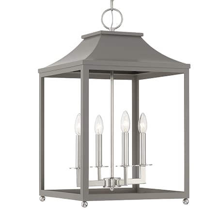 Meridian 4 Light 16" Wide Taper Candle Pendant Gray / Polished Nickel