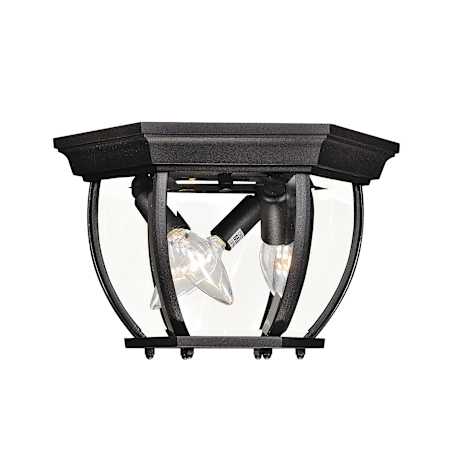 Meridian 3 Light 9" Wide Outdoor Flush Mount Ceiling Fixture Black