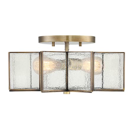 Meridian 2 Light 16" Wide Semi-Flush Ceiling Fixture Natural Brass