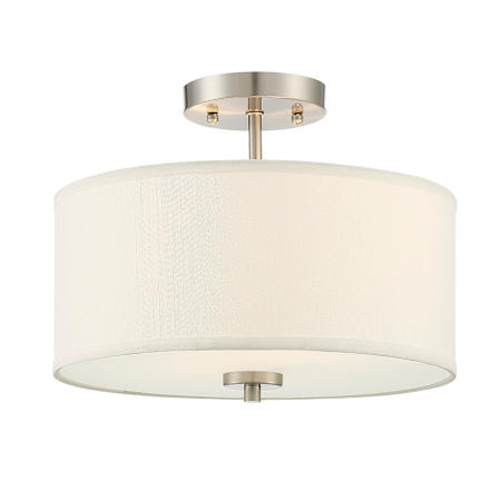Meridian 2 Light 13" Wide Semi-Flush Drum Ceiling Fixture Brushed Nickel