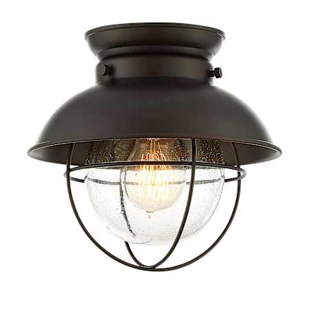 Meridian Single Light 9" Wide Flush Mount Lantern Ceiling Fixture Oil Rubbed Bronze
