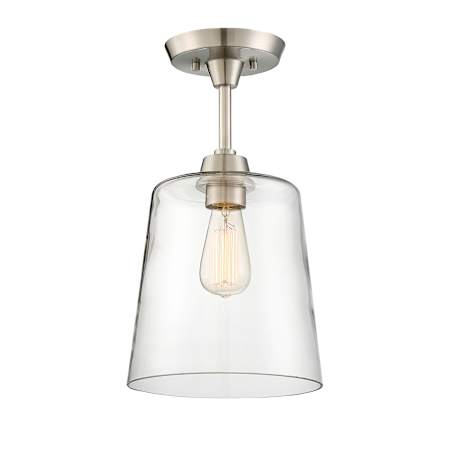 Meridian Single Light 10" Wide Semi-Flush Ceiling Fixture Brushed Nickel