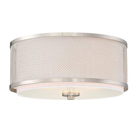 Meridian 3 Light 15" Wide Flush Mount Drum Ceiling Fixture Brushed Nickel