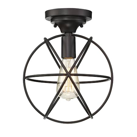 Meridian Single Light 10" Wide Semi-Flush Globe Ceiling Fixture Oil Rubbed Bronze