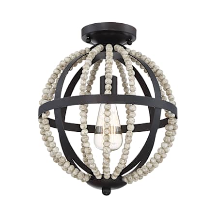 Meridian Single Light 12" Wide Semi-Flush Globe Ceiling Fixture Oil Rubbed Bronze
