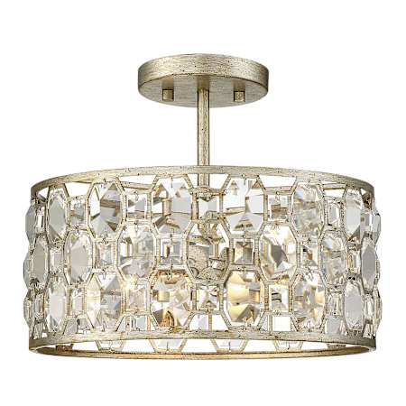 Meridian 2 Light 13" Wide Semi-Flush Drum Ceiling Fixture Silver Gold