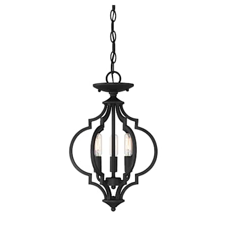 Meridian 3 Light 11" Wide Semi-Flush Ceiling Fixture Matte Black