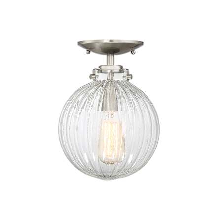 Meridian Single Light 8" Wide Semi-Flush Globe Ceiling Fixture Brushed Nickel