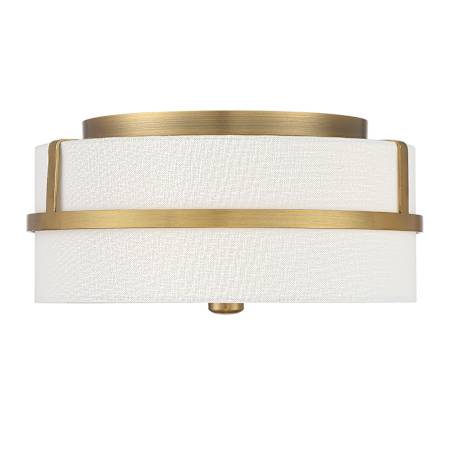 Meridian 2 Light 13" Wide Flush Mount Drum Ceiling Fixture Natural Brass