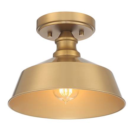 Meridian 10" Wide Semi-Flush Ceiling Fixture Natural Brass