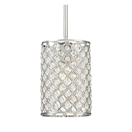 Meridian Single Light 6" Wide Crystal Mini Pendant Chrome