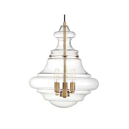 Meridian Meridian 3 Light Pendant Natural Brass