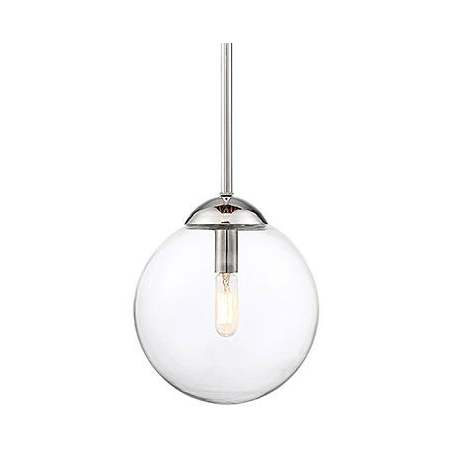 Meridian 8" Wide Mini Pendant with Clear Glass Shade Chrome