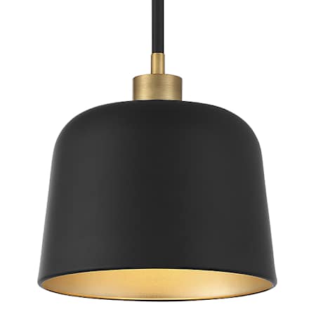 Meridian 9" Wide Mini Pendant Matte Black / Natural Brass