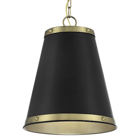 Meridian 12" Wide Pendant Matte Black / Natural Brass