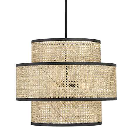 Meridian 3 Light 22" Wide Pendant Natural Cane / Matte Black