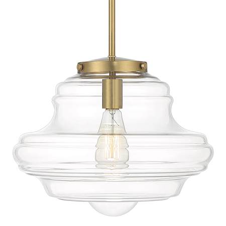 Meridian 15" Wide Pendant with Clear Glass Shade Natural Brass