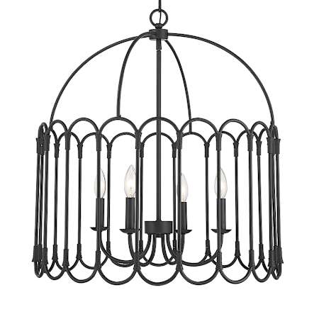 Meridian 4 Light 24" Wide Taper Candle Pendant Matte Black