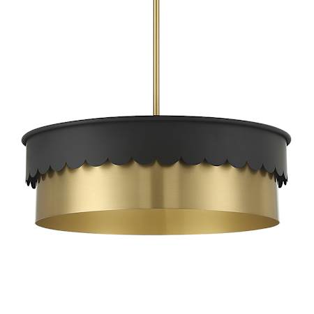 Meridian 4 Light 20" Wide Pendant Matte Black and Natural Brass