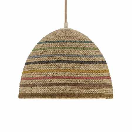 Meridian 13" Wide Pendant Matte White and Natural Rattan Color