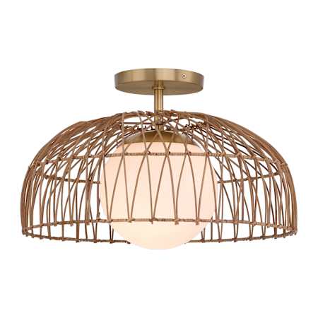 Meridian 18" Wide Semi-Flush Ceiling Fixture / Converts to Pendant Natural Brass
