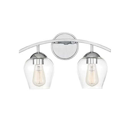 Meridian 2 Light 16" Wide Bathroom Vanity Light with Clear Glass Shades Chrome