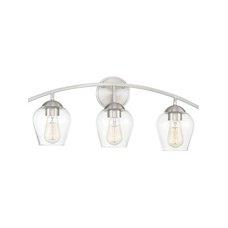 Meridian 3 Light 24" Wide Bathroom Vanity Light with Clear Glass Shades Brushed Nickel