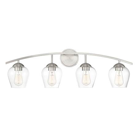 Meridian 4 Light 33" Wide Bathroom Vanity Light with Clear Glass Shades Brushed Nickel