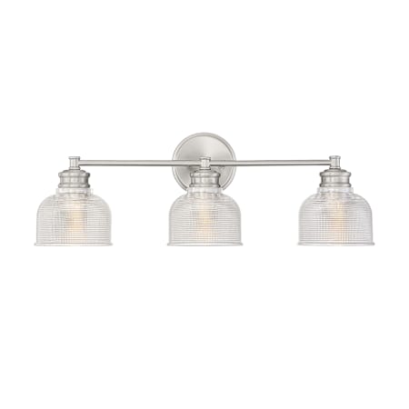 Meridian 3 Light 24" Wide Bathroom Vanity Light with Halophane Glass Shades Brushed Nickel